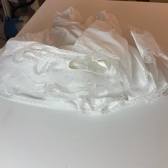 Vintage White Nylon Petticoat Crinoline Lace Hem Maxi Slip Skirt - Picture 12 of 12